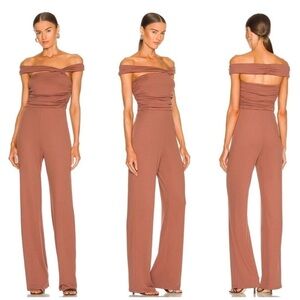 NWT Camila Coelho Teaghan Ribbed Jumpsuit in Brick Mauve Revolve Stretch size XS